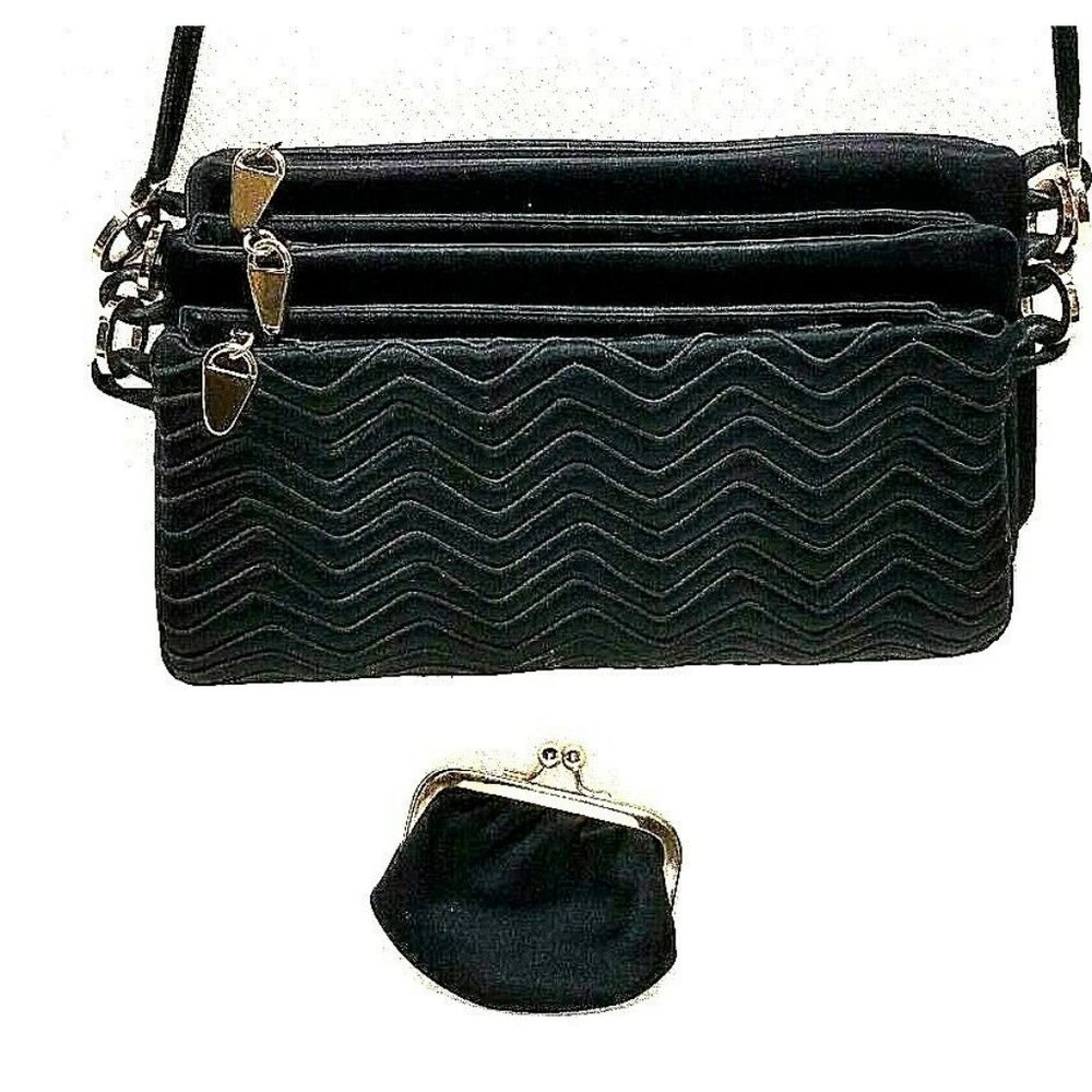 Judith Leiber Three Zip Satin Cross bod Bag & Coin